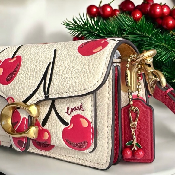 🚫SOLD🚫 Coach Tabby 12 Cherry Print and Coach Cherry Charm Collectible + Gift Box - Picture 8 of 17
